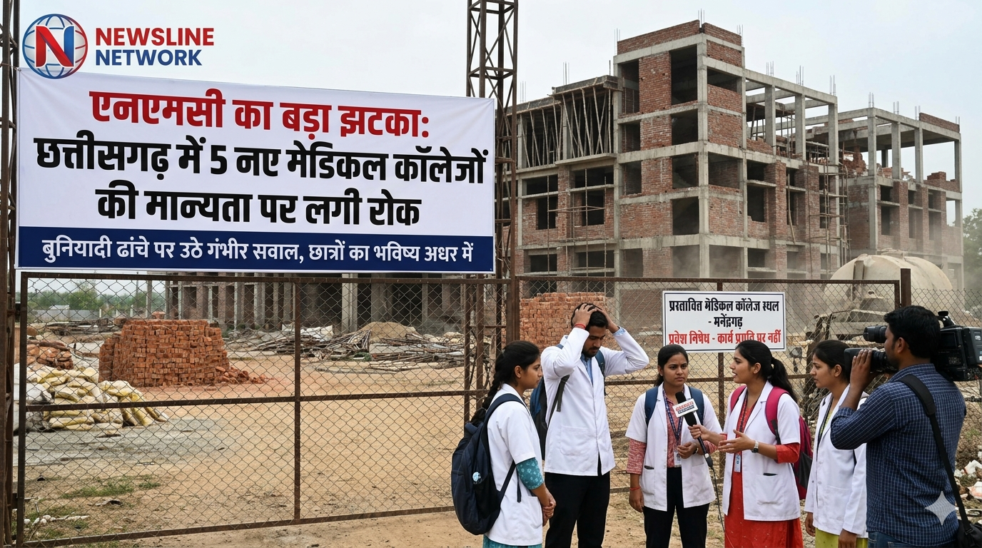 एनएमसी का बड़ा झटका: छत्तीसगढ़ में 5 नए मेडिकल कॉलेजों की मान्यता पर लगी रोक, बुनियादी ढांचे पर उठे सवाल