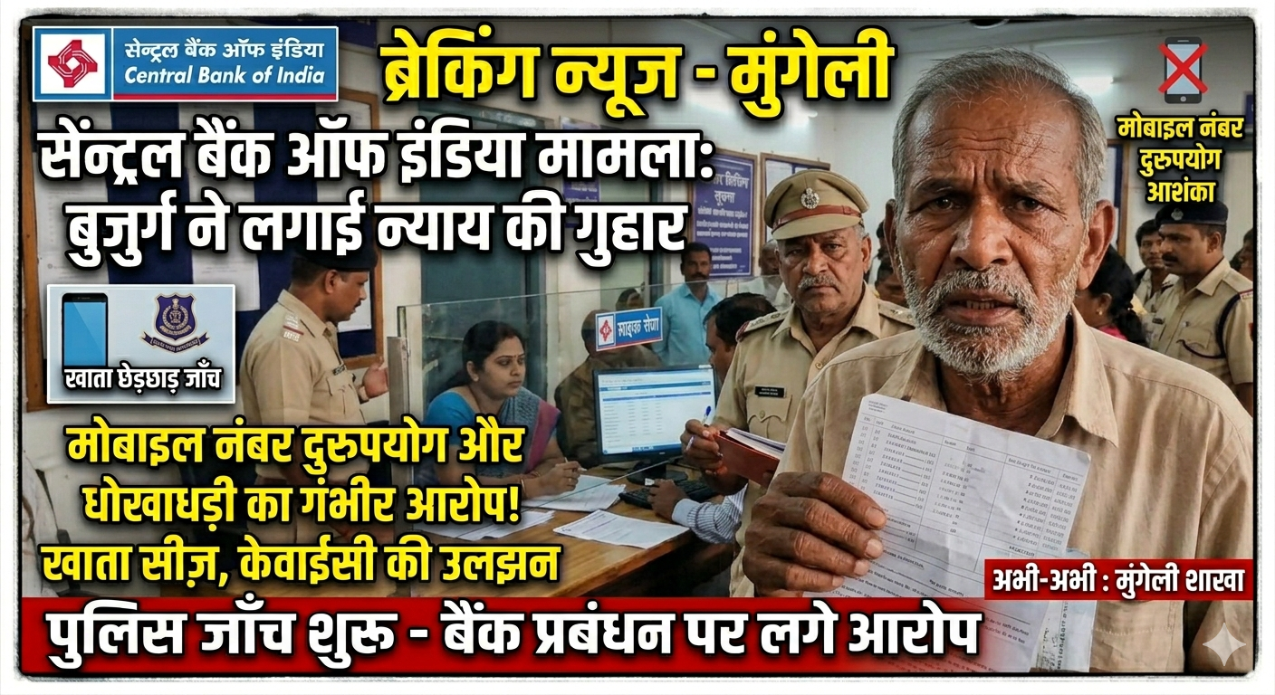 सेंट्रल बैंक आफ इंडिया की लापरवाही से परेशान बुजुर्ग ने पुलिस से लगाई न्याय की गुहार, धोखाधड़ी की जताई आशंका